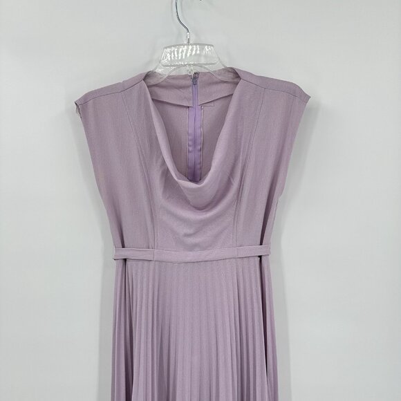 vintage 70s FORMAL MAXI DRESS cowl neck sleeveless knife pleat polyester XS S - Picture 3 of 8